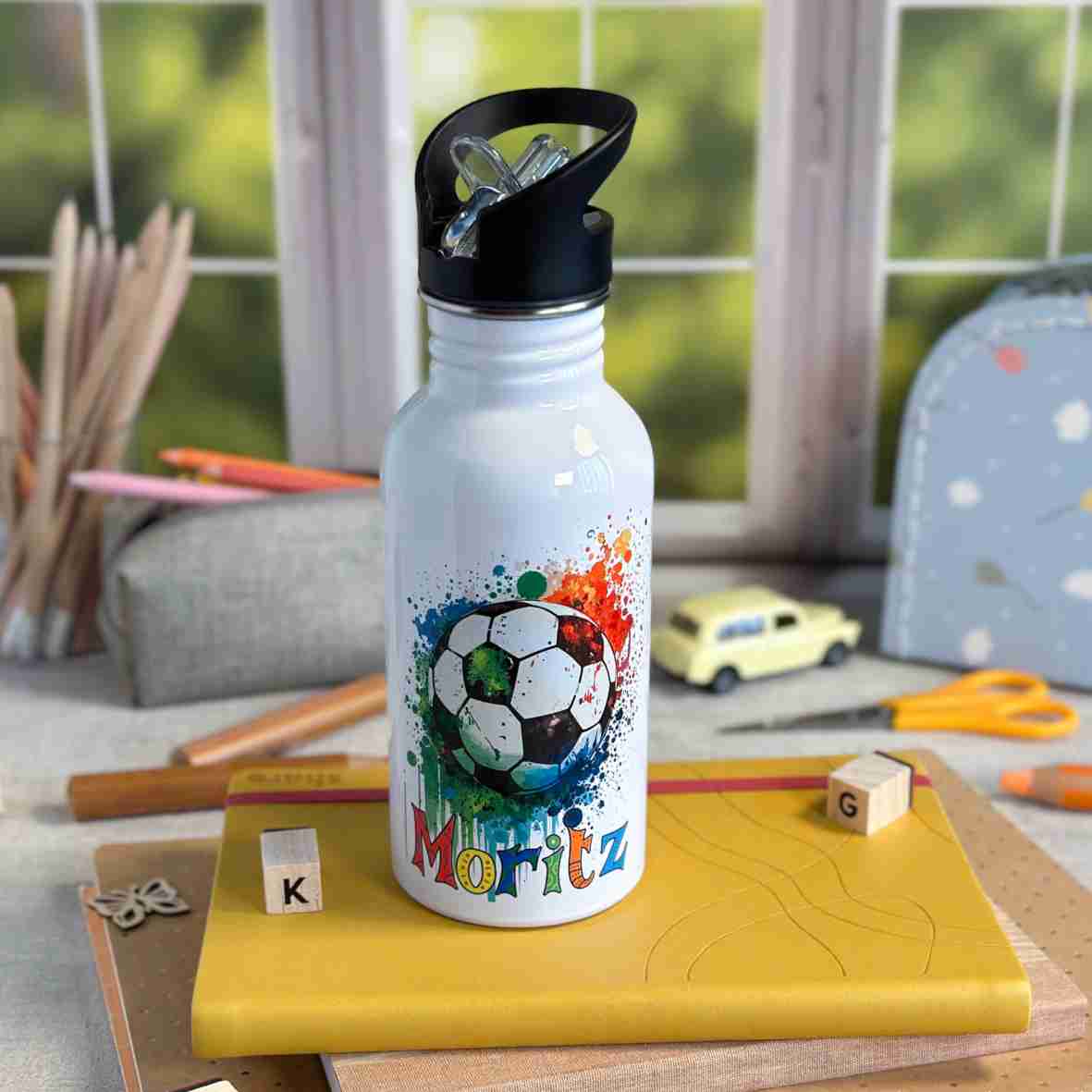 Trinkflasche Edelstahl Fußball – Moritz