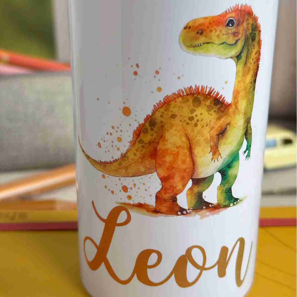 Trinkflasche Edelstahl Dinosaurier – Leon
