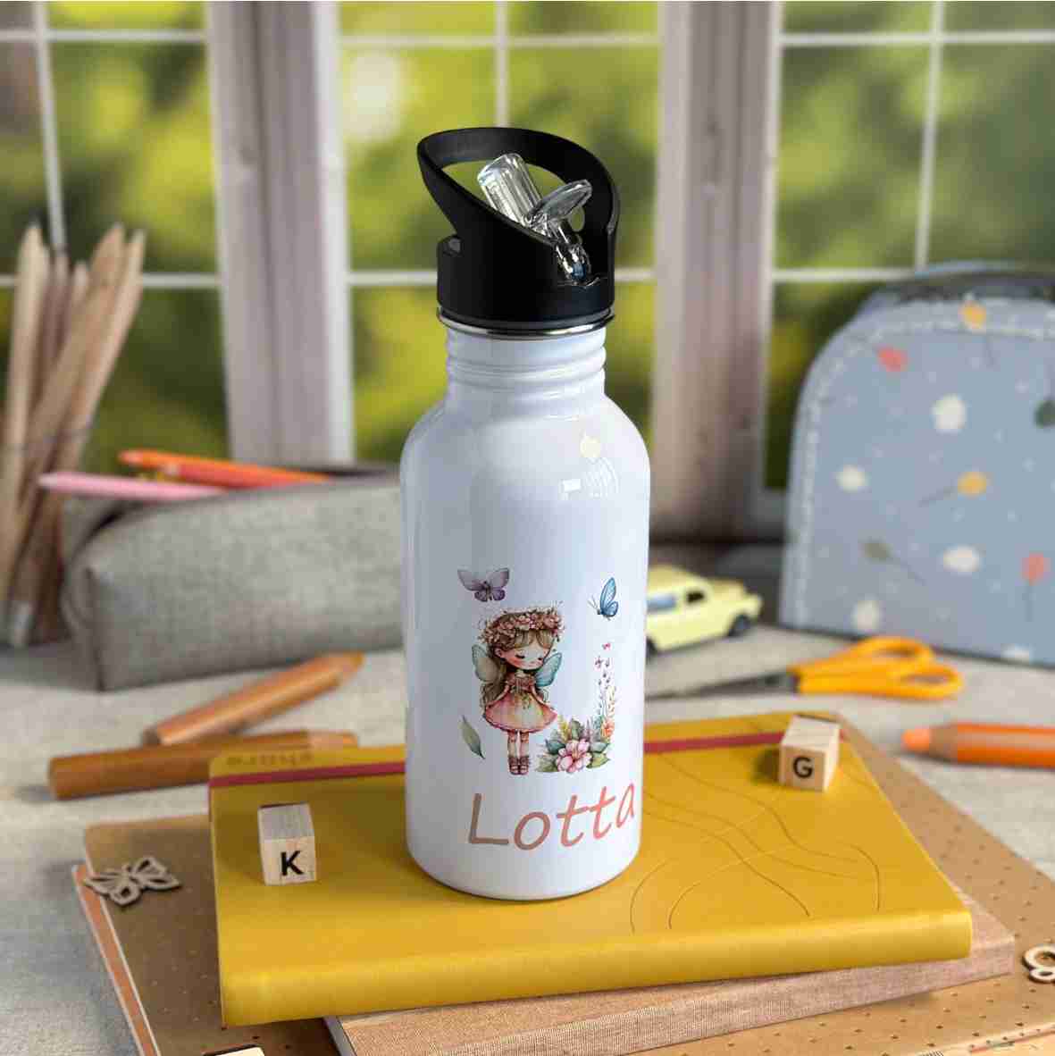 Personalisierte Edelstahl Trinkflasche Fee