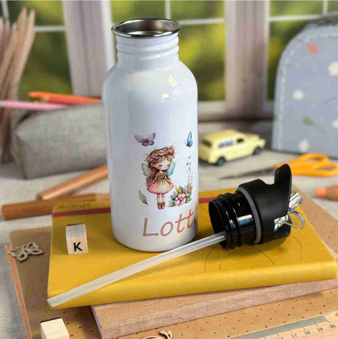 Personalisierte Edelstahl Trinkflasche Fee