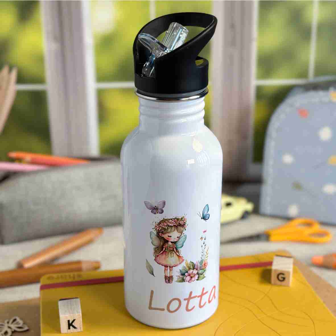 Personalisierte Edelstahl Trinkflasche Fee