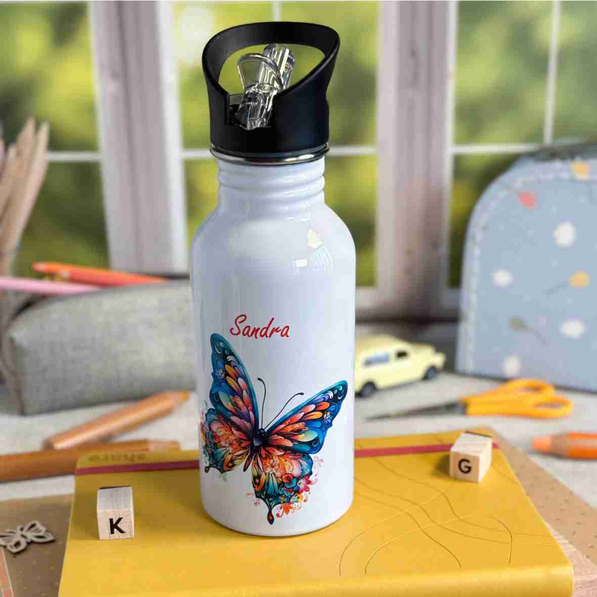Trinkflasche Edelstahl Schmetterling – Sandra