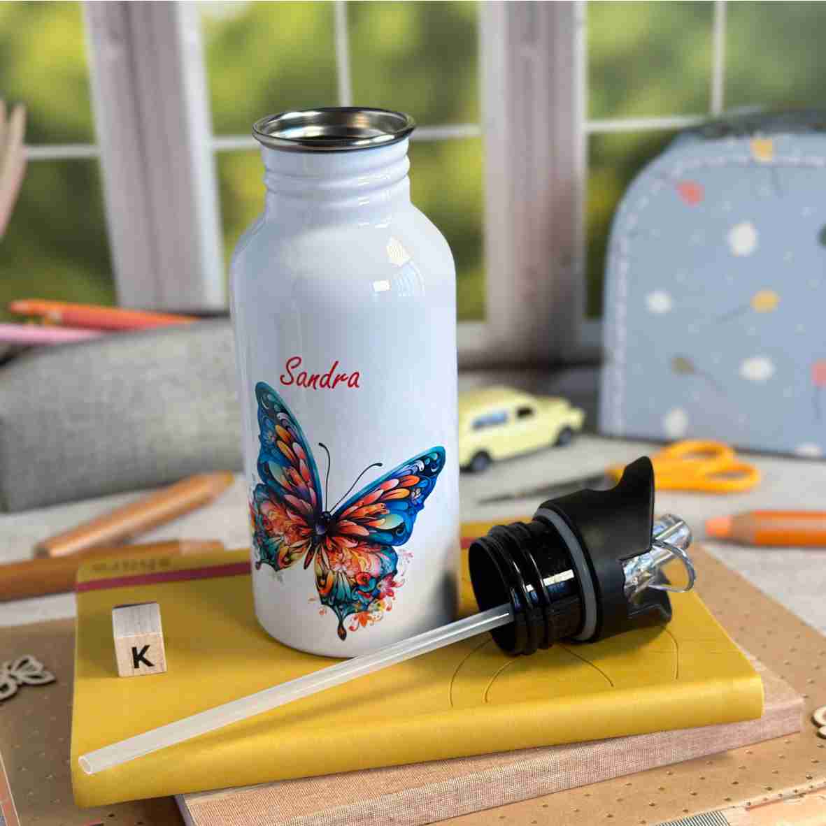 Trinkflasche Edelstahl Schmetterling – Sandra