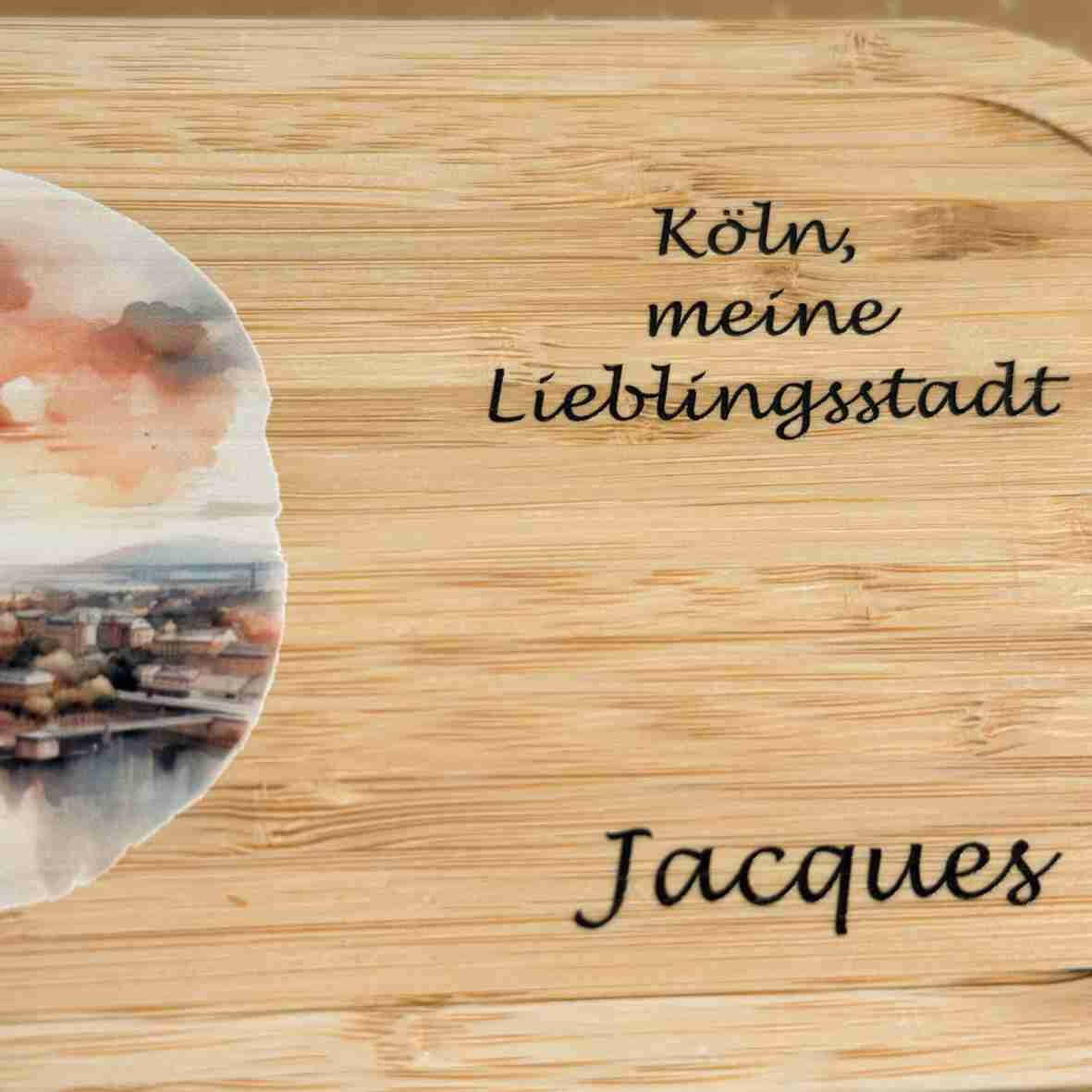 Personalisierte Brotdose Köln, farbig bedruckt - Edelstahl.