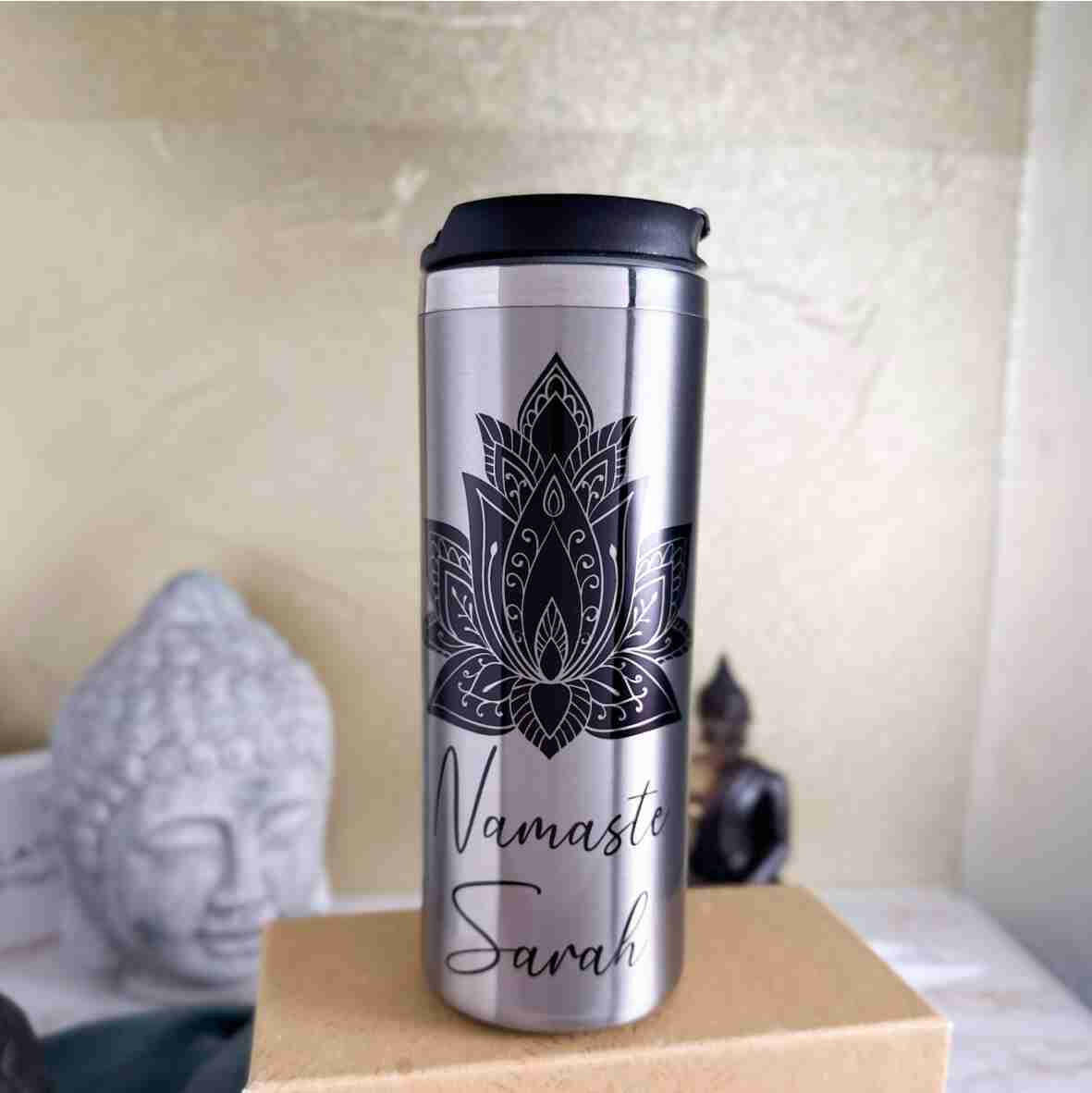 Thermobecher Namaste, Edelstahl.