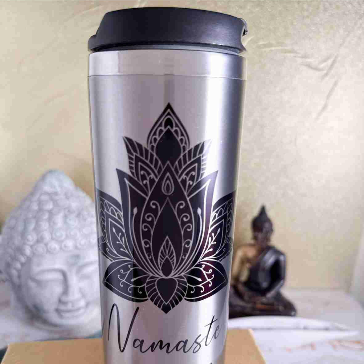 Thermobecher Namaste, Edelstahl.