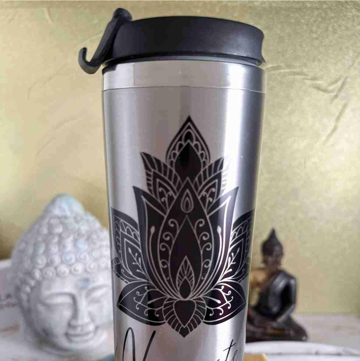 Thermobecher Namaste, Edelstahl.