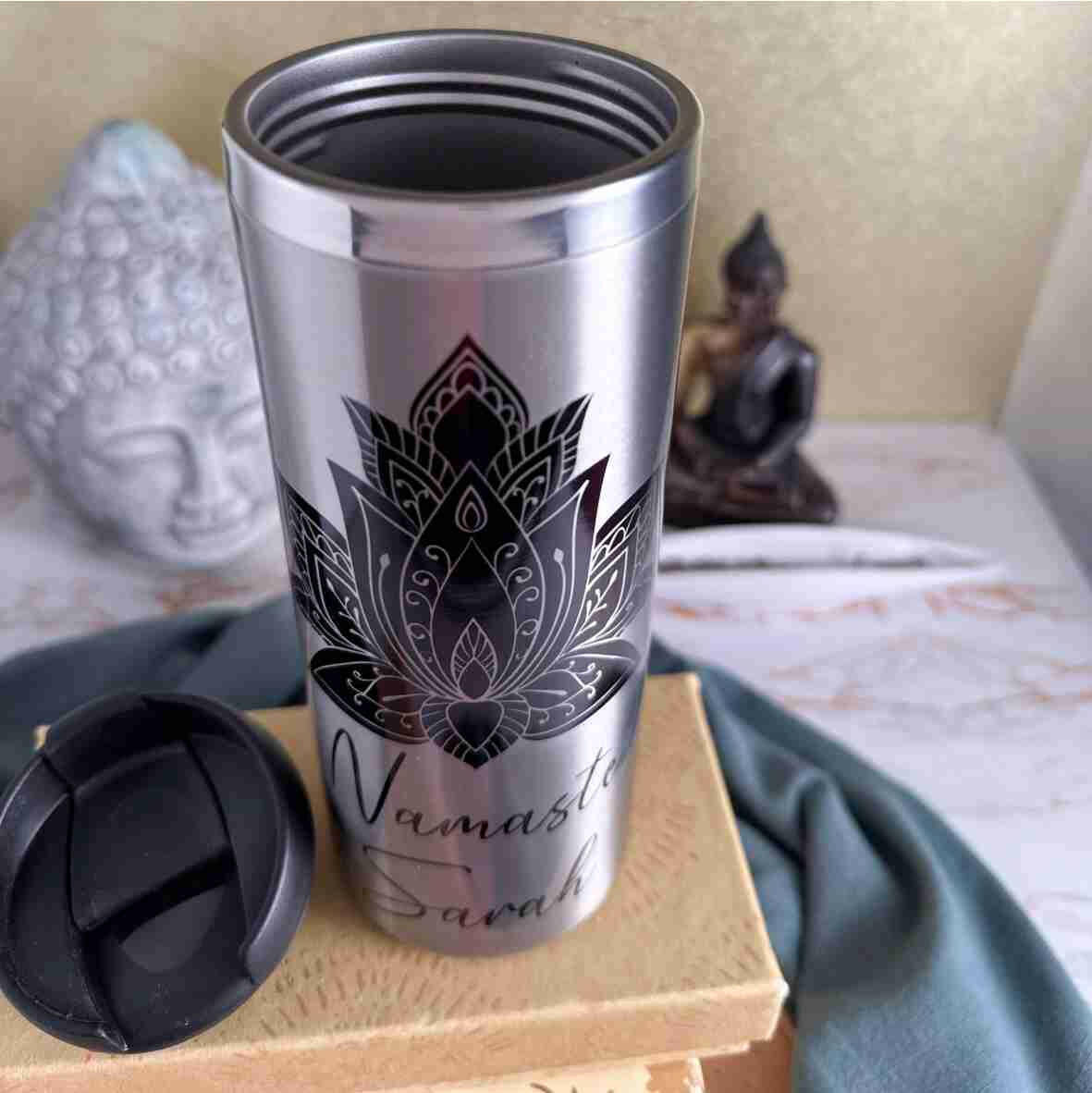 Thermobecher Namaste, Edelstahl.