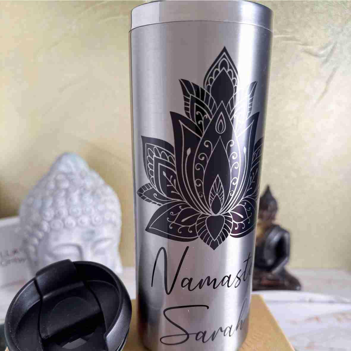 Thermobecher Namaste, Edelstahl.