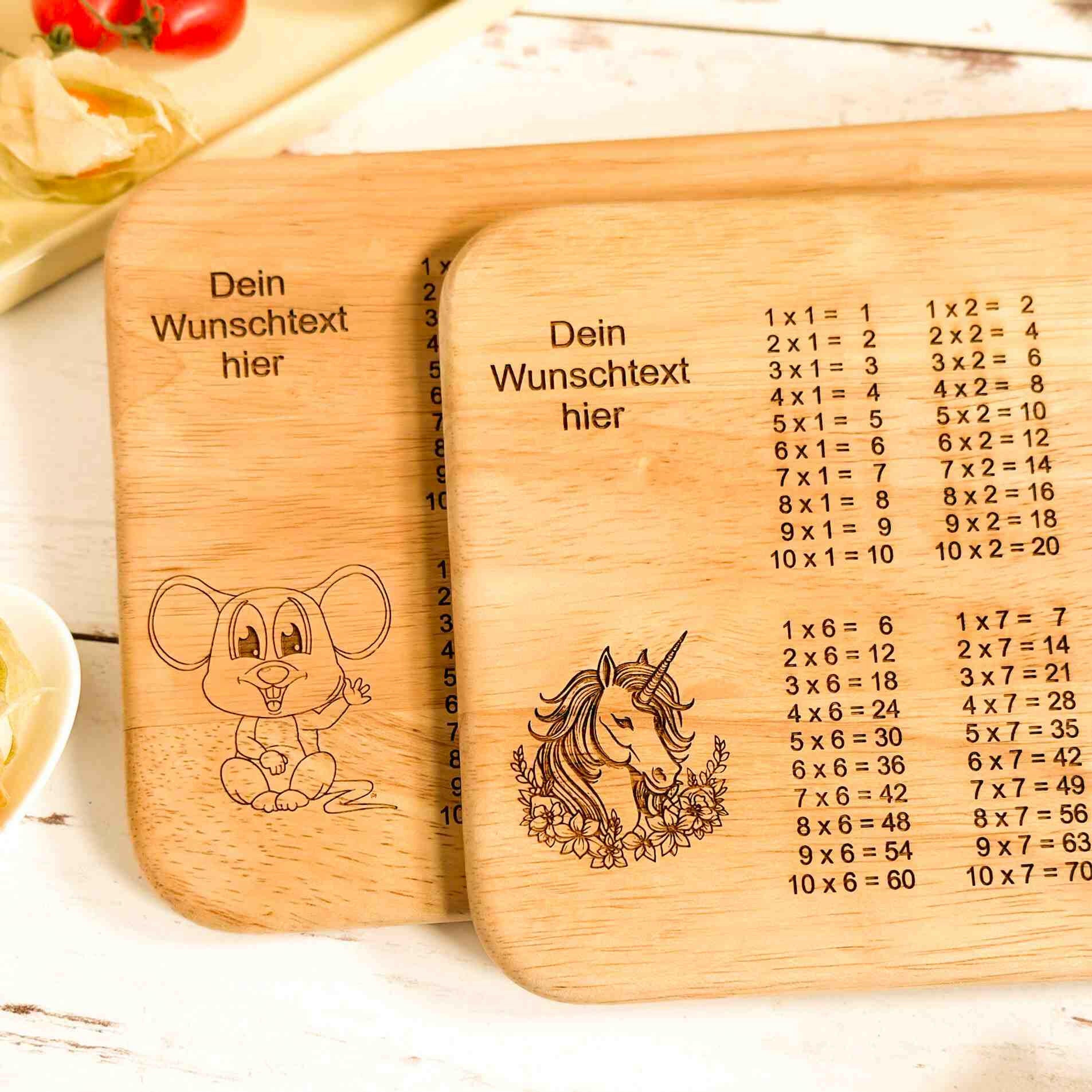 Personalisiertes Frühstücksbrettchen 1 x 1 Schulkind (1).