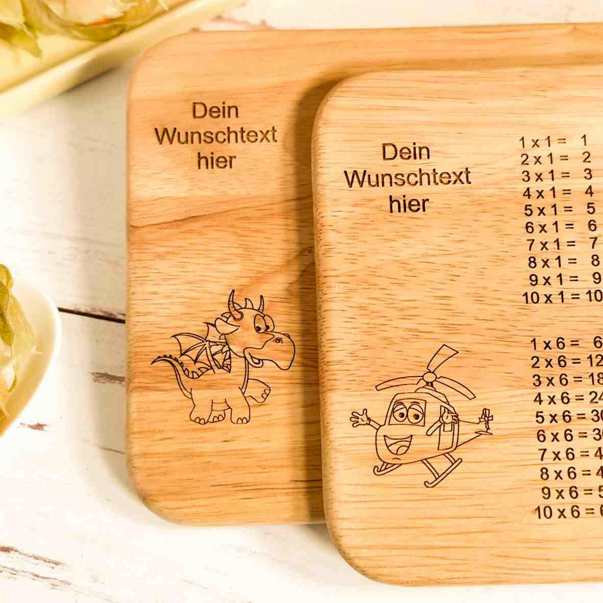 Personalisiertes Frühstücksbrettchen 1 x 1 Schulkind (1).