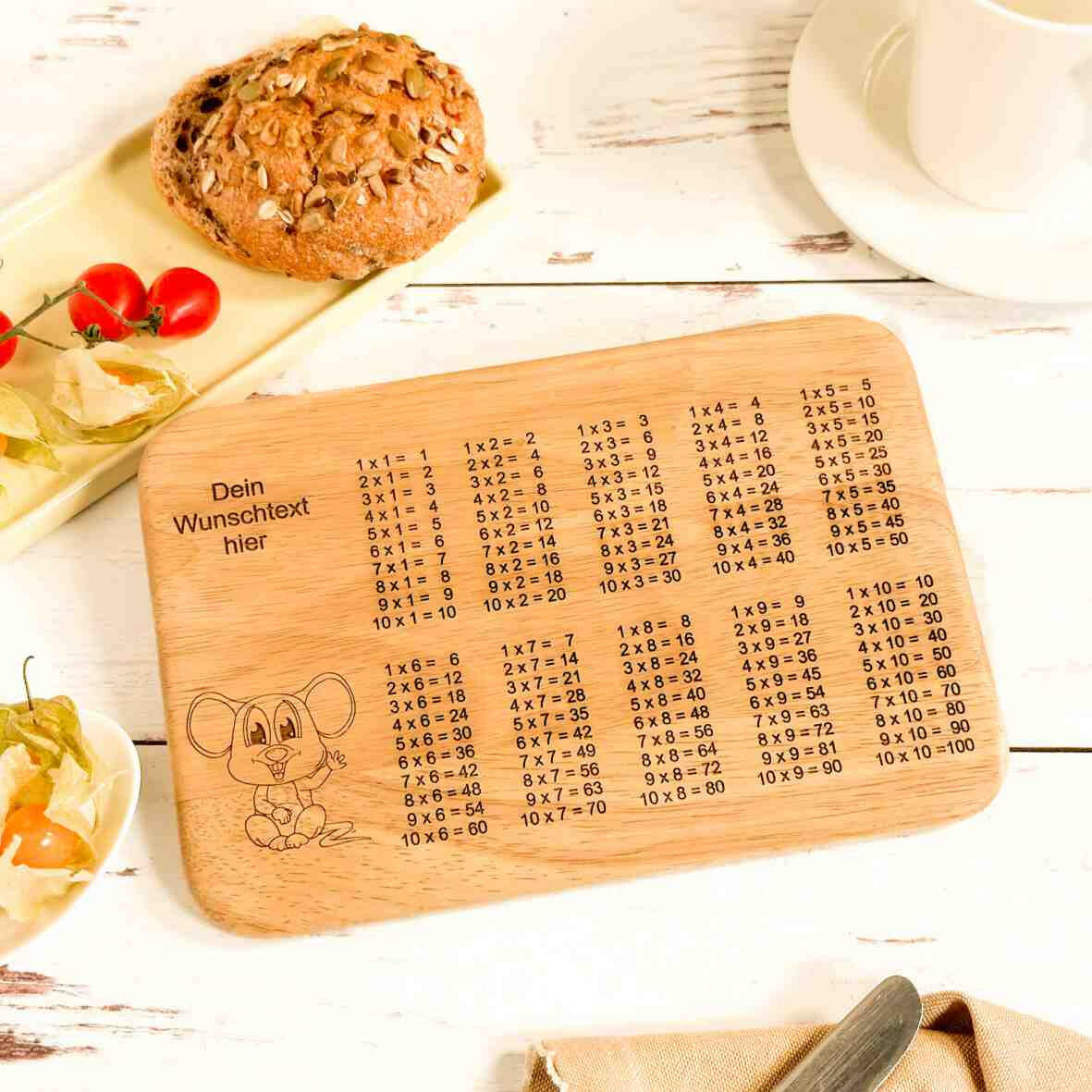 Personalisiertes Frühstücksbrettchen 1 x 1 Schulkind (1).
