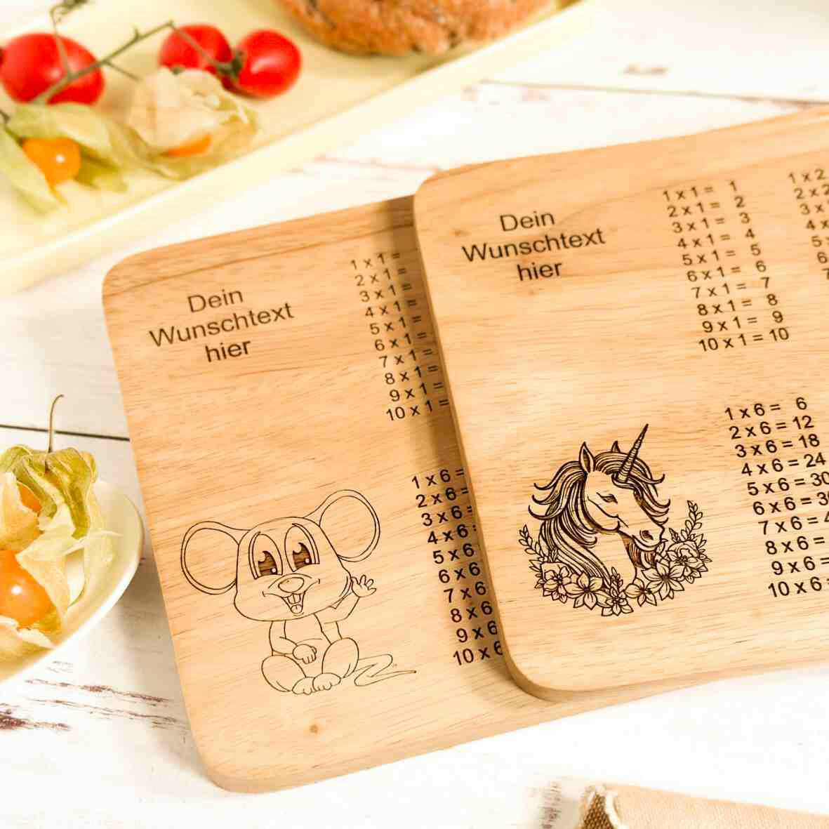 Personalisiertes Frühstücksbrettchen 1 x 1 Schulkind (2).