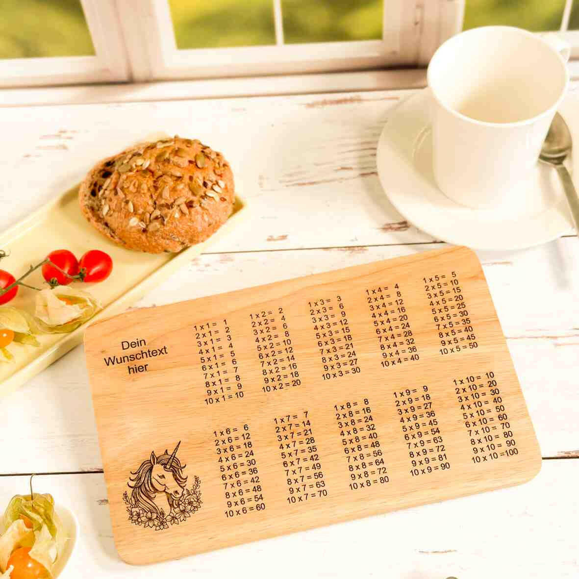 Personalisiertes Frühstücksbrettchen 1 x 1 Schulkind (2).