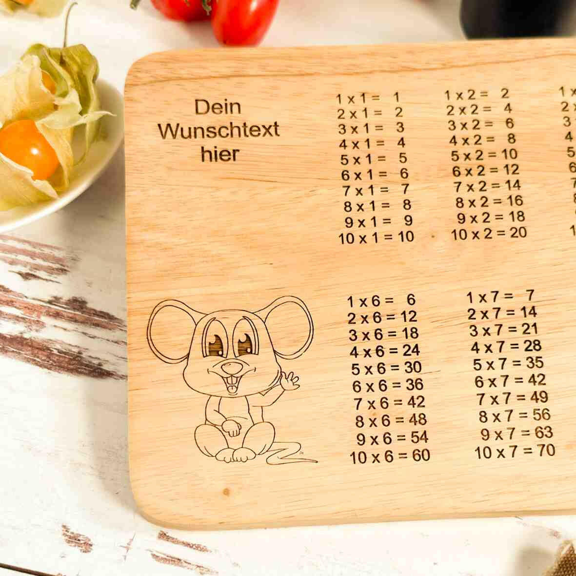 Personalisiertes Frühstücksbrettchen 1 x 1 Schulkind (2).