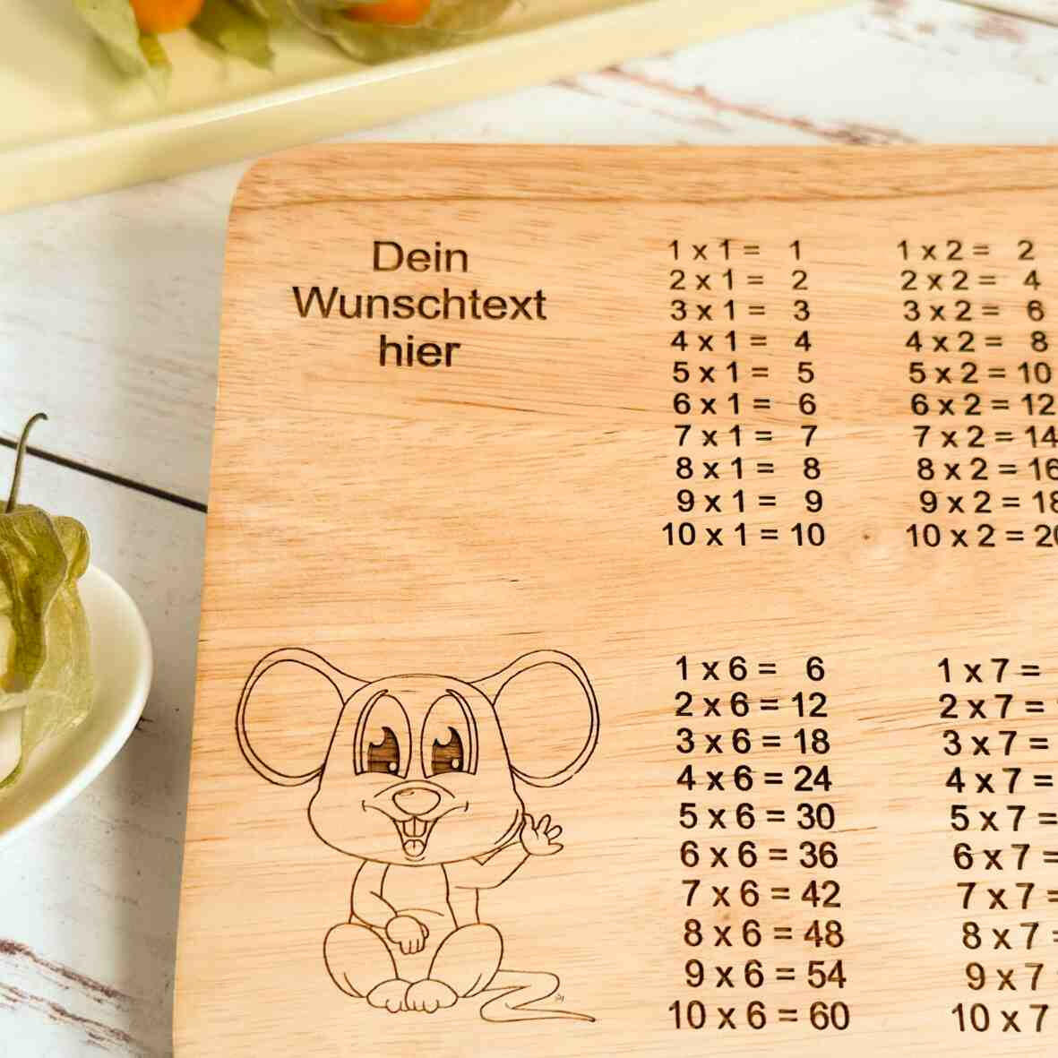 Personalisiertes Frühstücksbrettchen 1 x 1 Schulkind (2).