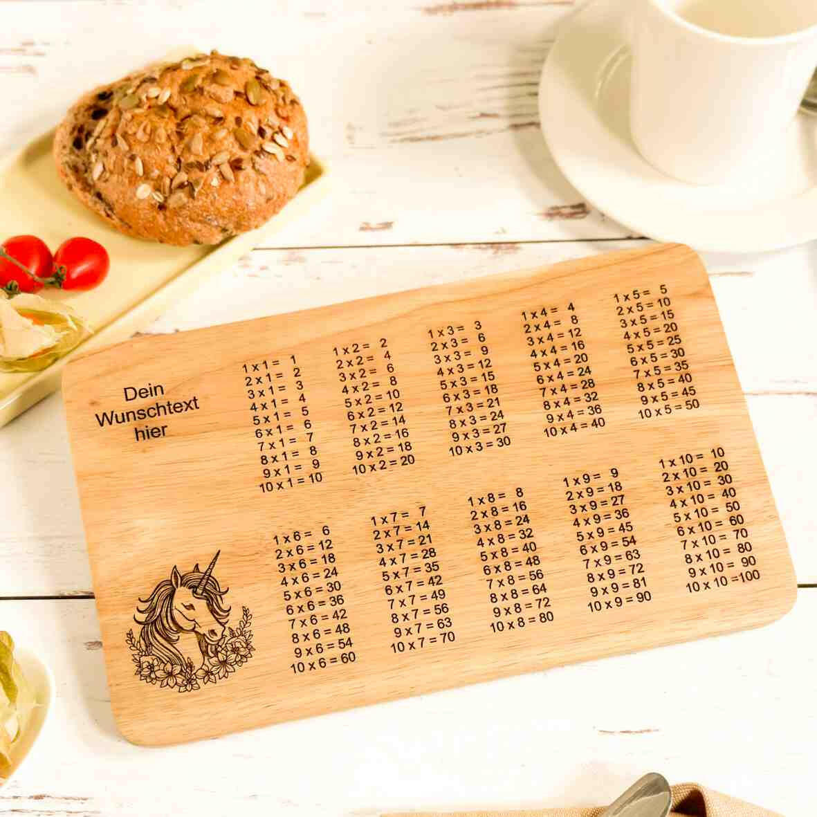 Personalisiertes Frühstücksbrettchen 1 x 1 Schulkind (2).