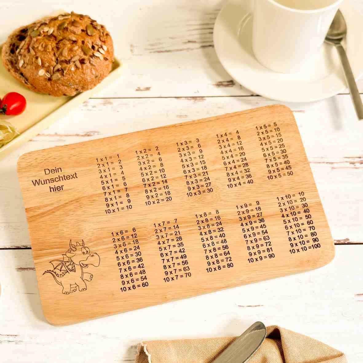 Personalisiertes Frühstücksbrettchen 1 x 1 Schulkind (2).