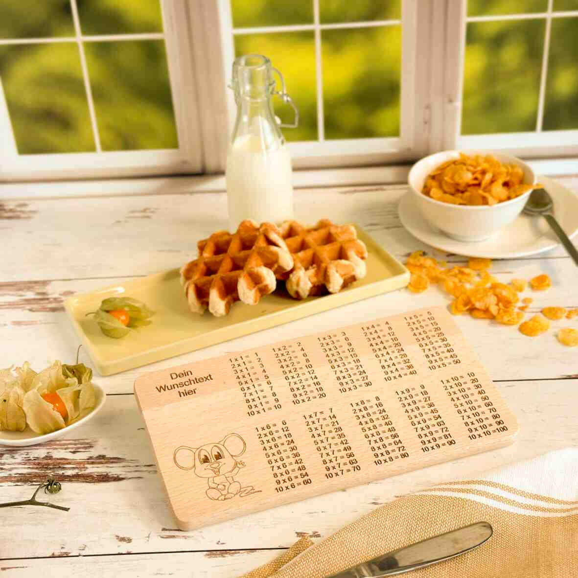 Personalisiertes Frühstücksbrettchen 1 x 1 Schulkind (3).