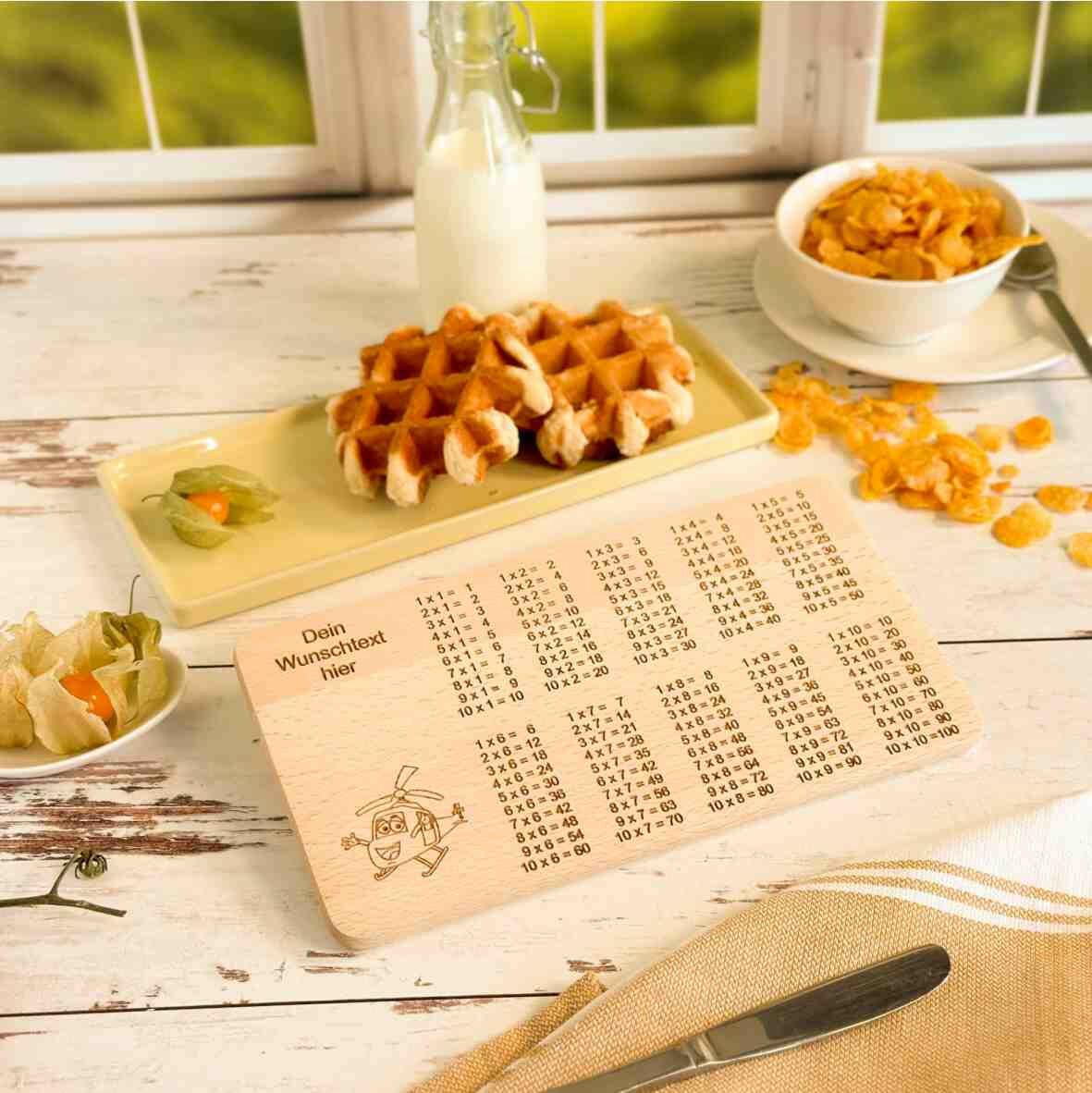 Personalisiertes Frühstücksbrettchen 1 x 1 Schulkind (3).