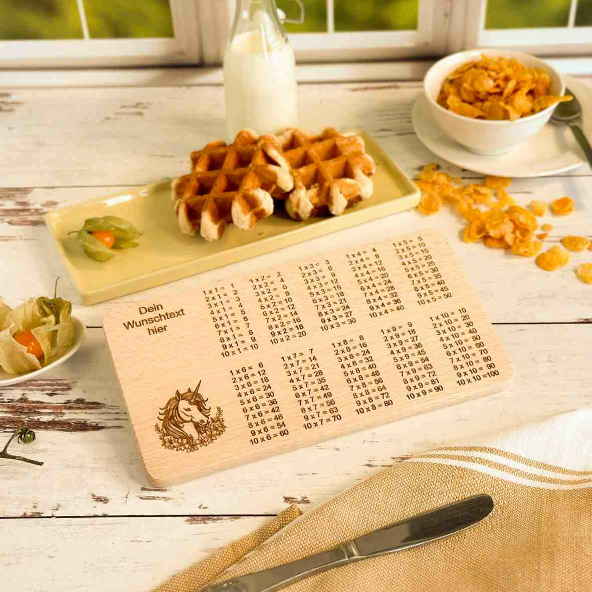 Personalisiertes Frühstücksbrettchen 1 x 1 Schulkind (3).