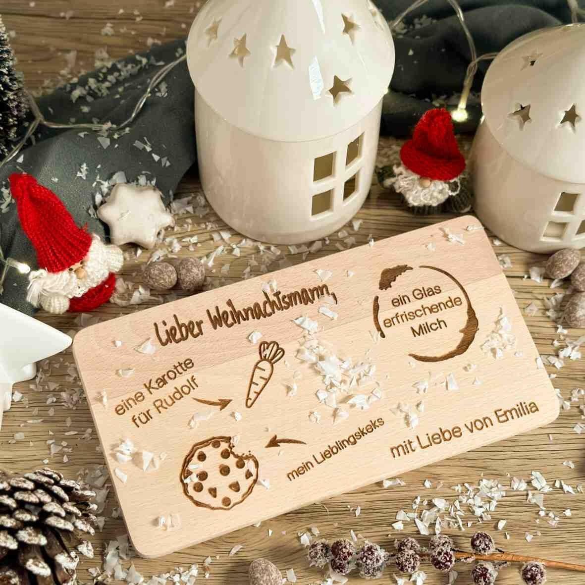 Personalisiertes Frühstücksbrettchen Lieber Weihnachtsmann.