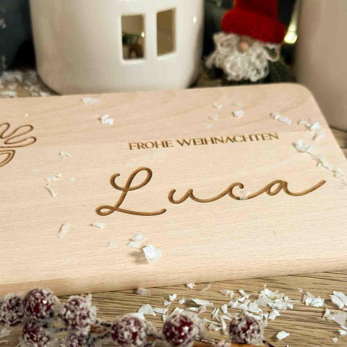 Personalisiertes Frühstücksbrettchen Rentier.