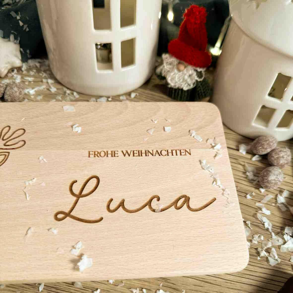 Personalisiertes Frühstücksbrettchen Rentier.