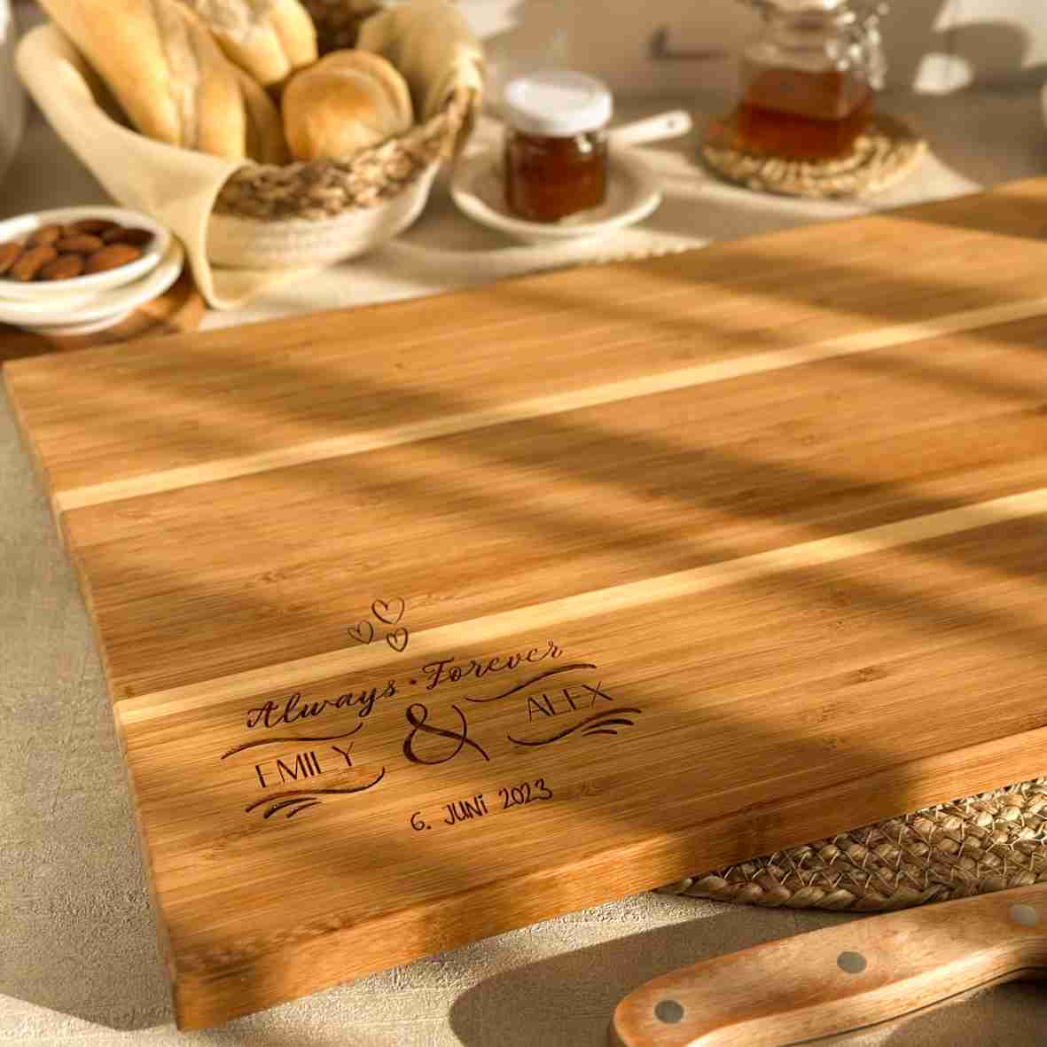 Personalisiertes Schneidebrett Bambus mit Namen