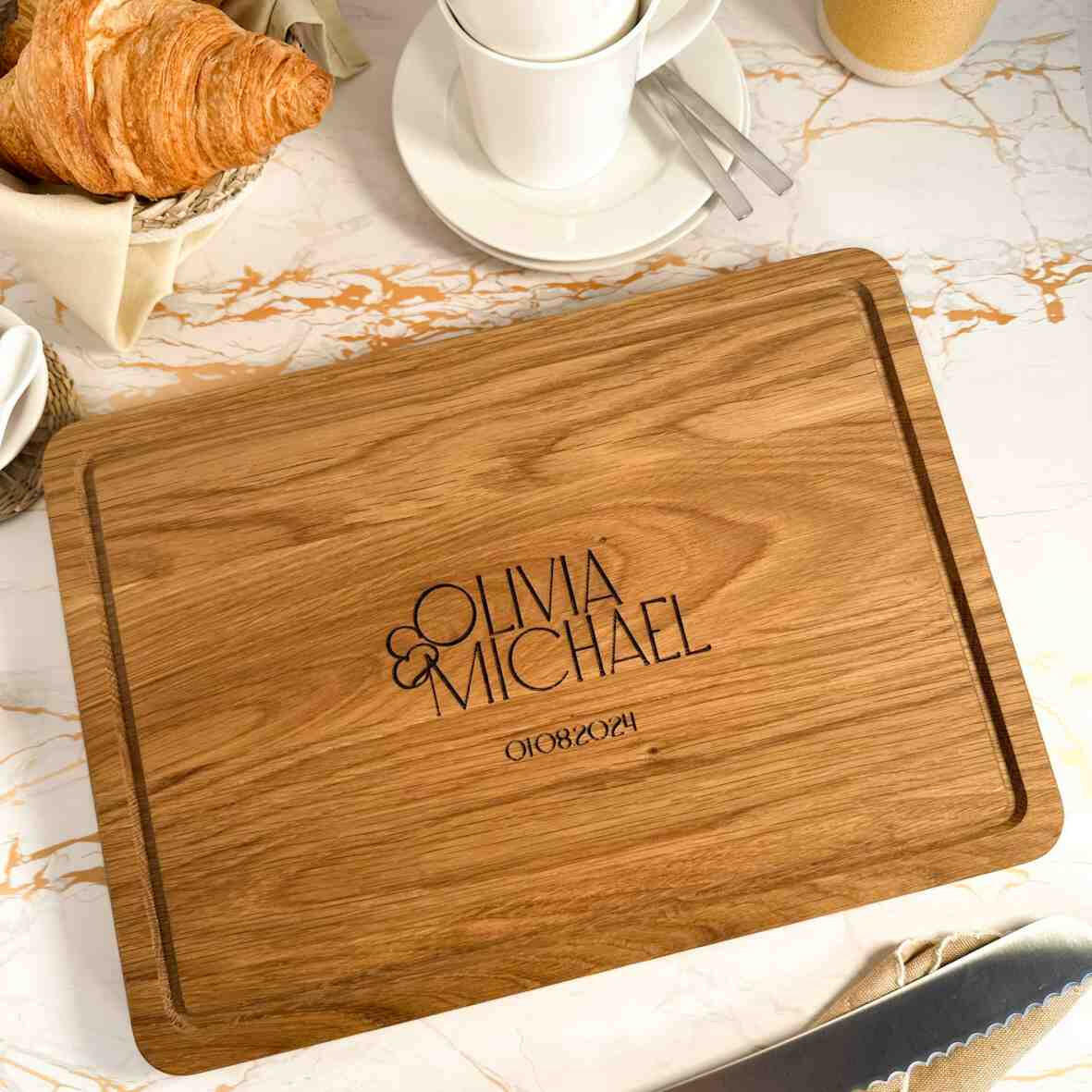 Personalisiertes Schneidebrett Eiche Wedding Day 4.