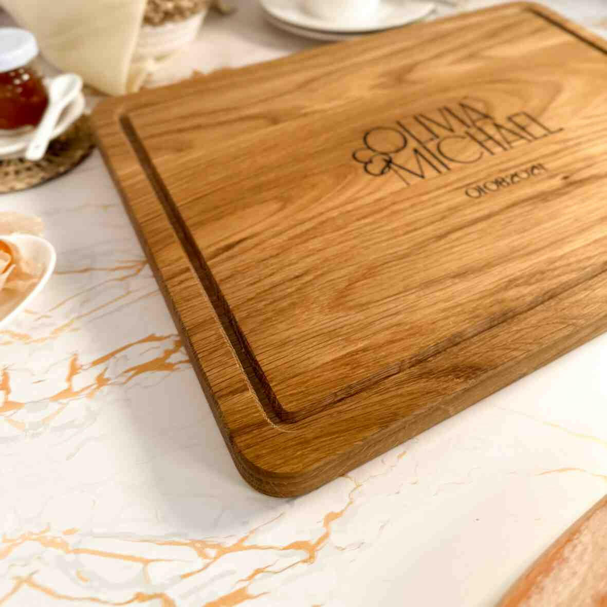 Personalisiertes Schneidebrett Eiche Wedding Day 4.