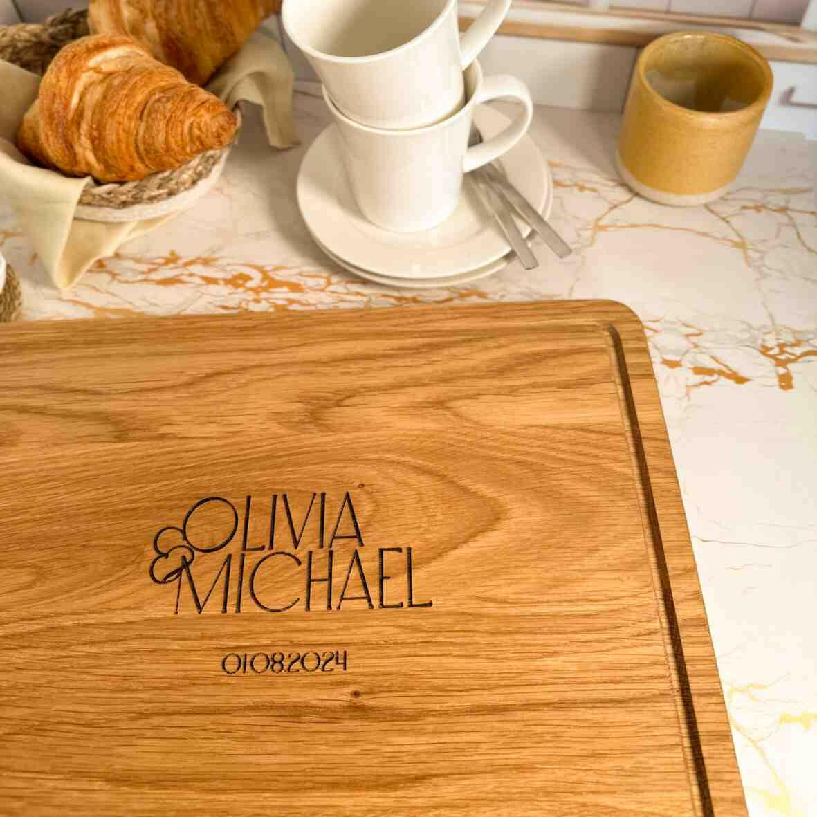 Personalisiertes Schneidebrett Eiche Wedding Day 4.