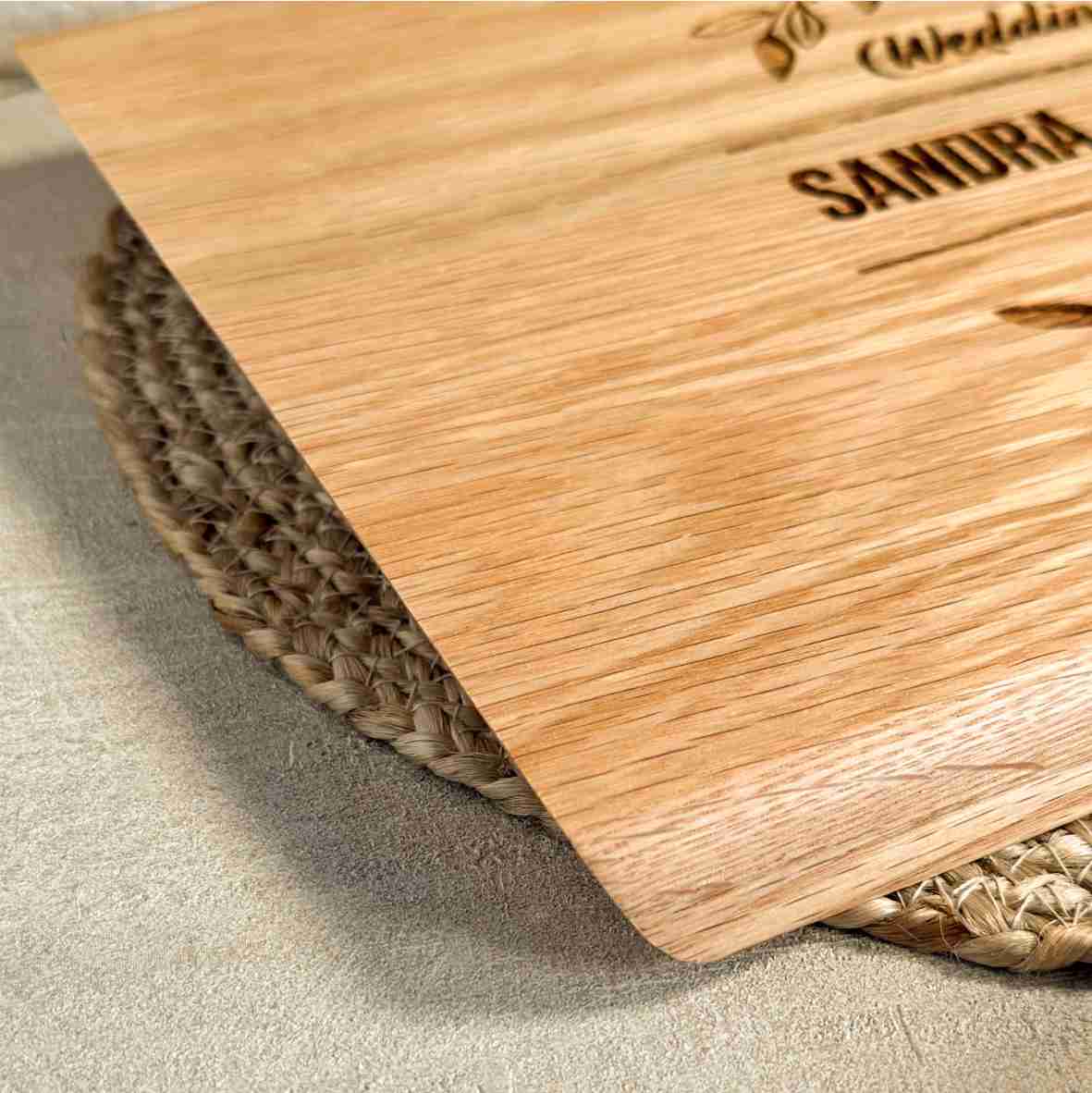Personalisiertes Eichen-Schneidebrett Wedding Day
