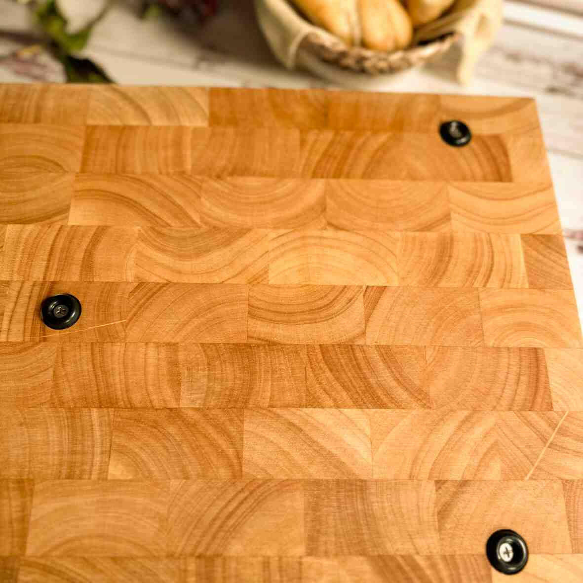 Personalisiertes Schneidebrett Stirnholz Frohe Weihnachten extragroß.