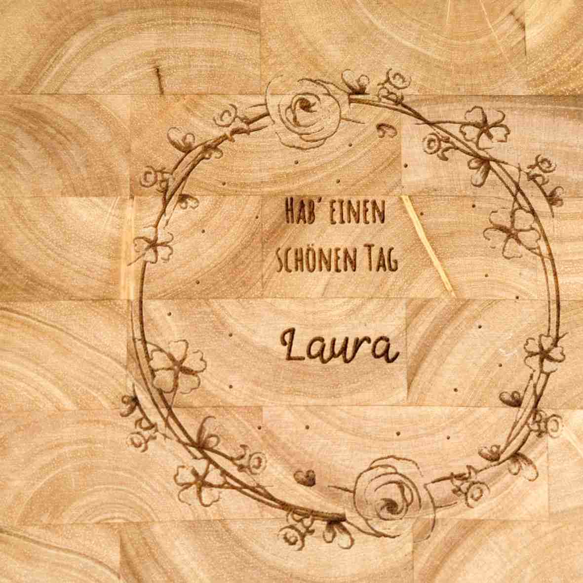 Stirnholz Blumenranke personalisiert
