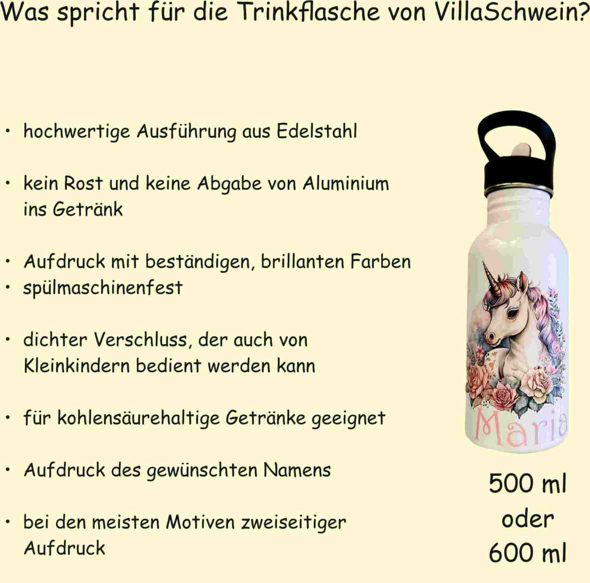 Edelstahl-Trinkflasche Schmetterling (1) Villa-Schwein 