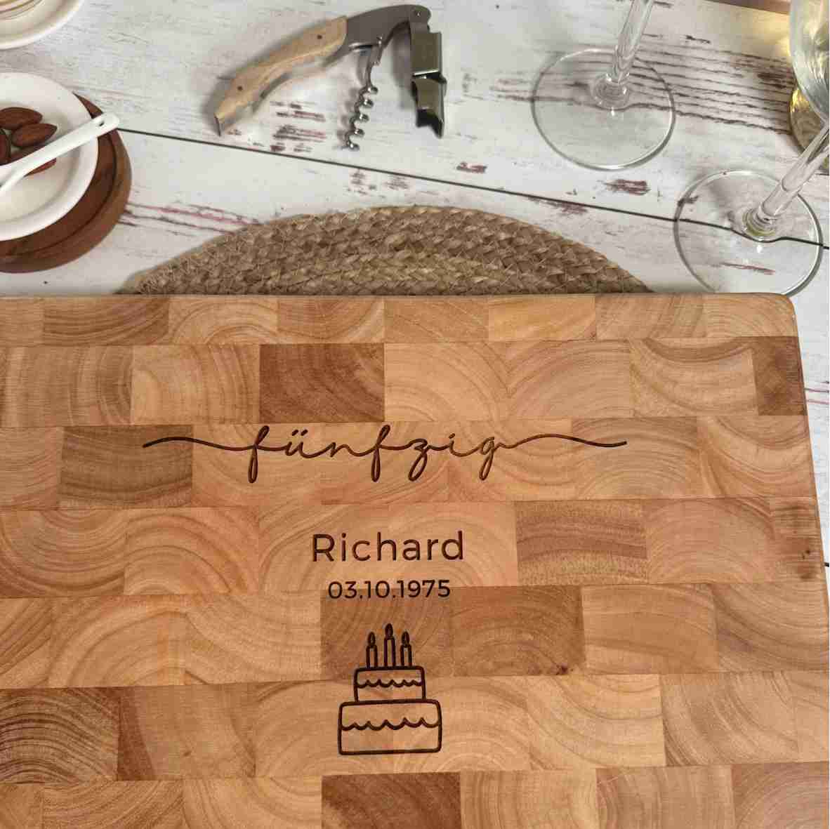 Stirnholzbrett 50. Geburtstag graviert