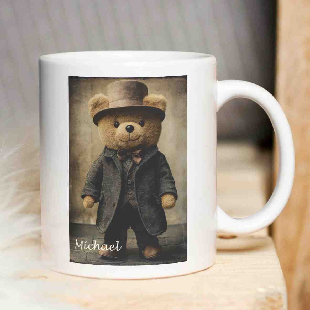 Personalisierte Tasse Teddybär Detektiv Villa Schwein