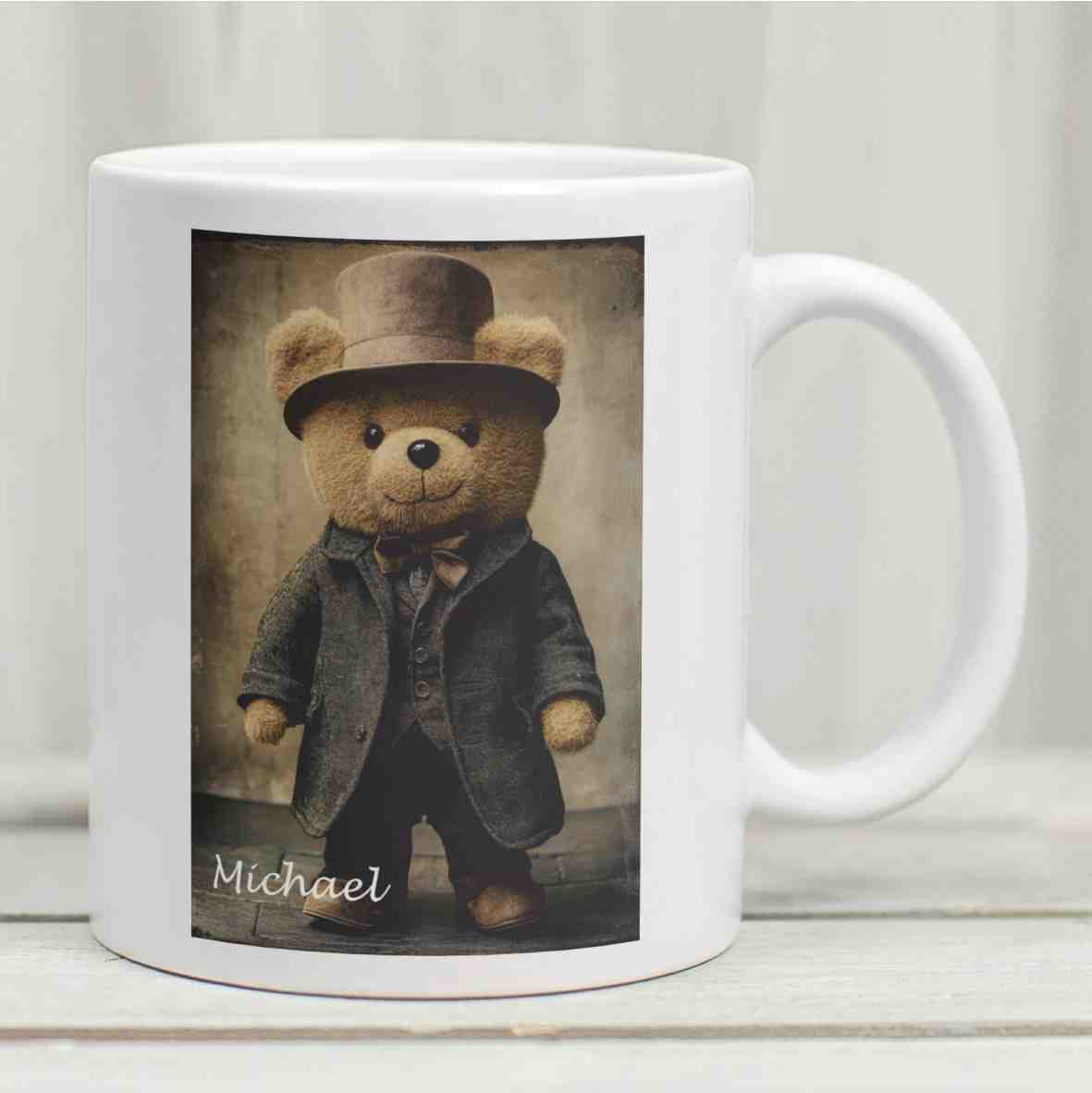 Personalisierte Tasse Teddybär Detektiv Villa Schwein