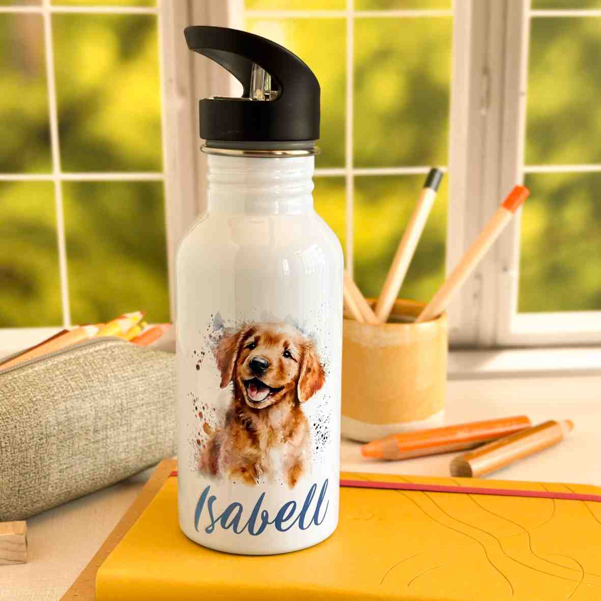 Edelstahl-Trinkflasche Hund Villa-Schwein 