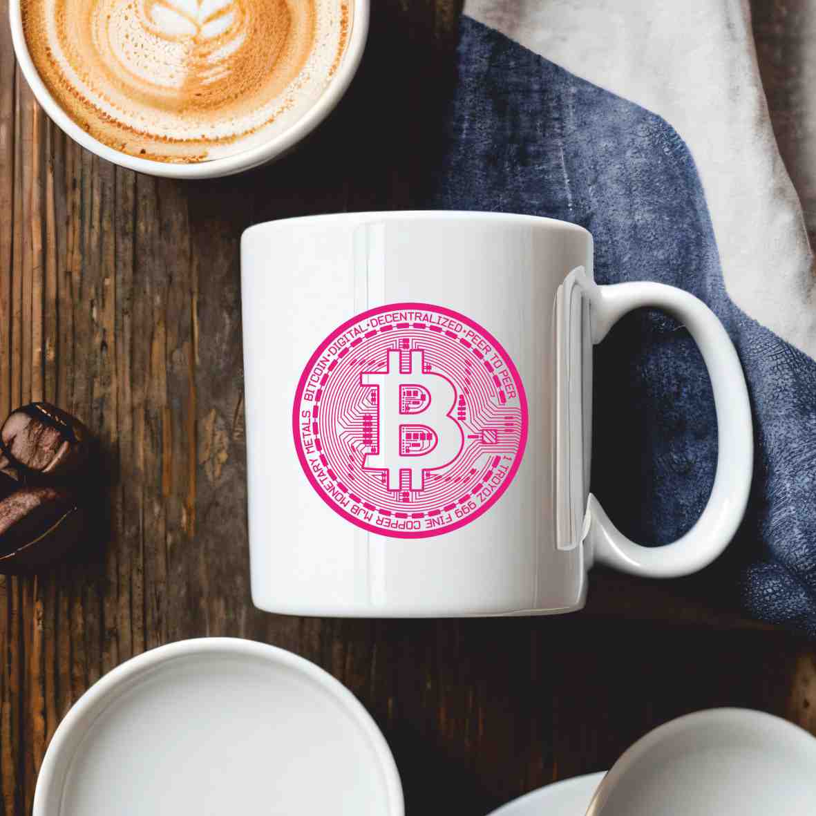 Motivations-Tasse Bitcoin Symbol - verschiedene Farben Villa-Schwein pink 