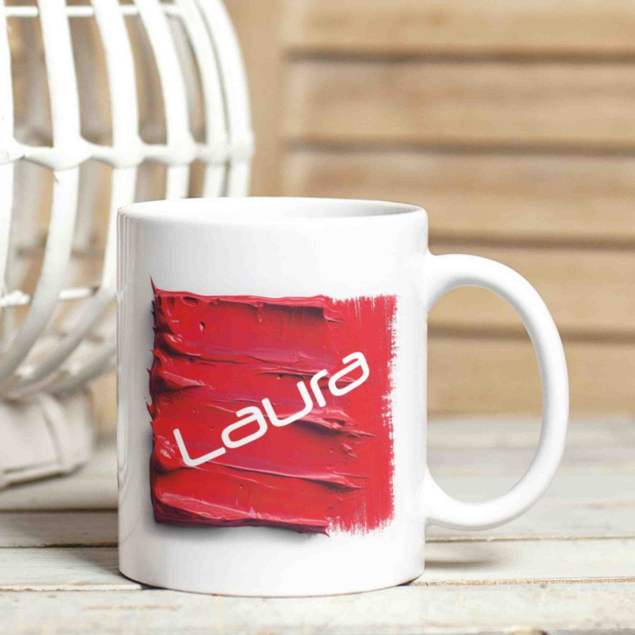 personalisierte Tasse Acryl-Grafik rot Villa-Schwein 