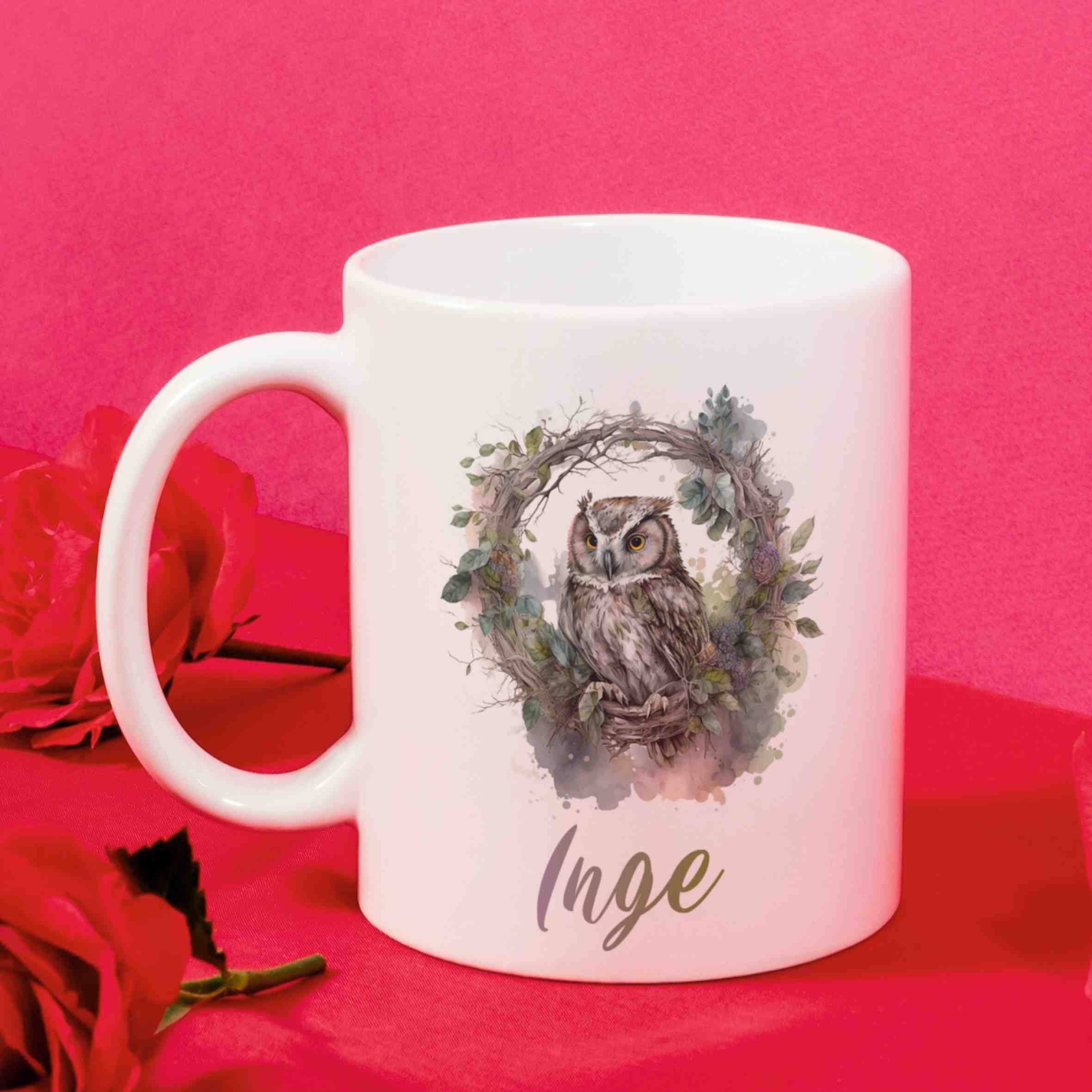 personalisierte Tasse Eule Villa-Schwein 