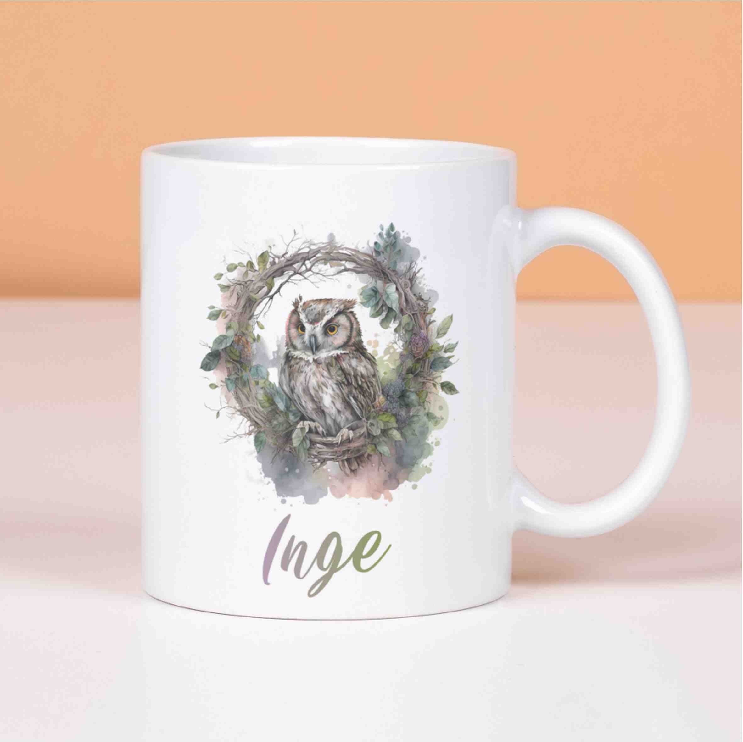 personalisierte Tasse Eule Villa-Schwein 