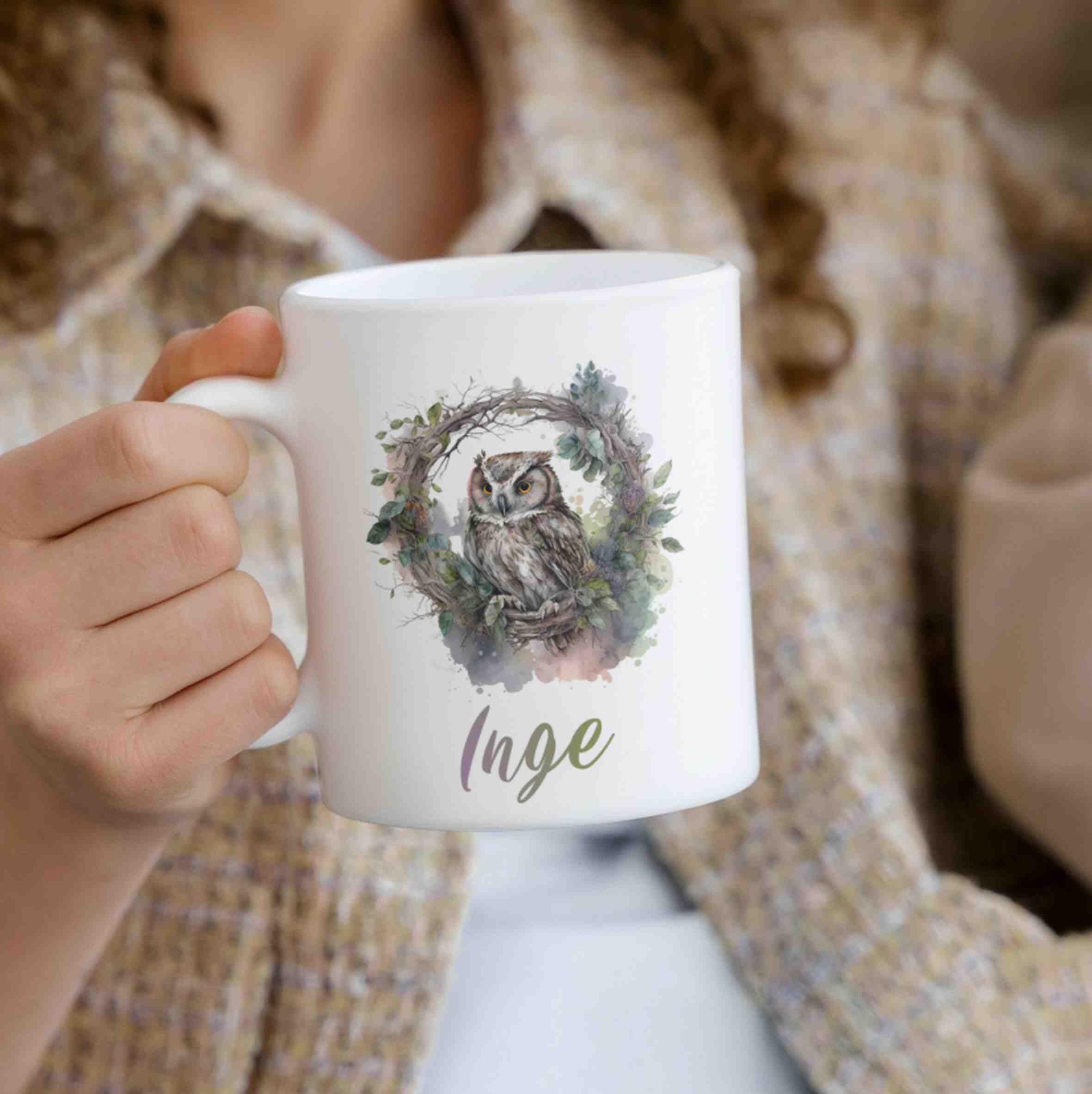 personalisierte Tasse Eule Villa-Schwein 