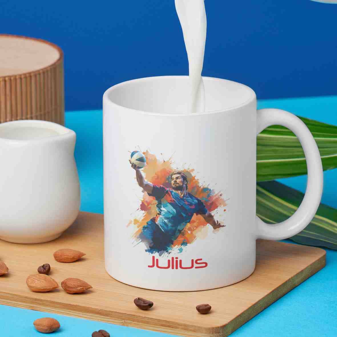 personalisierte Tasse Handballer Villa-Schwein 