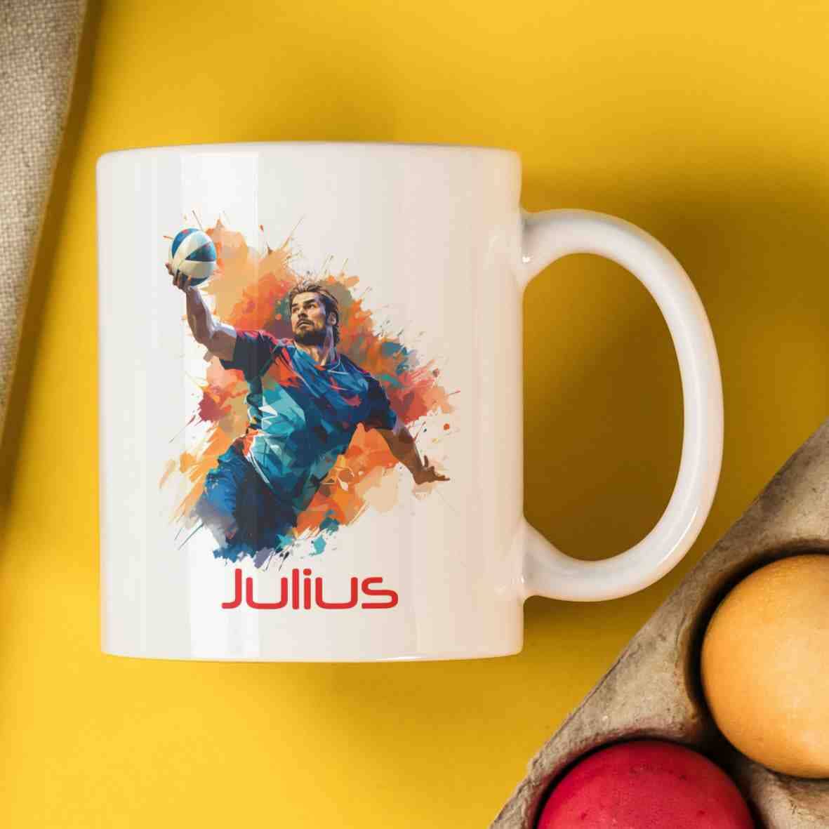 personalisierte Tasse Handballer Villa-Schwein 