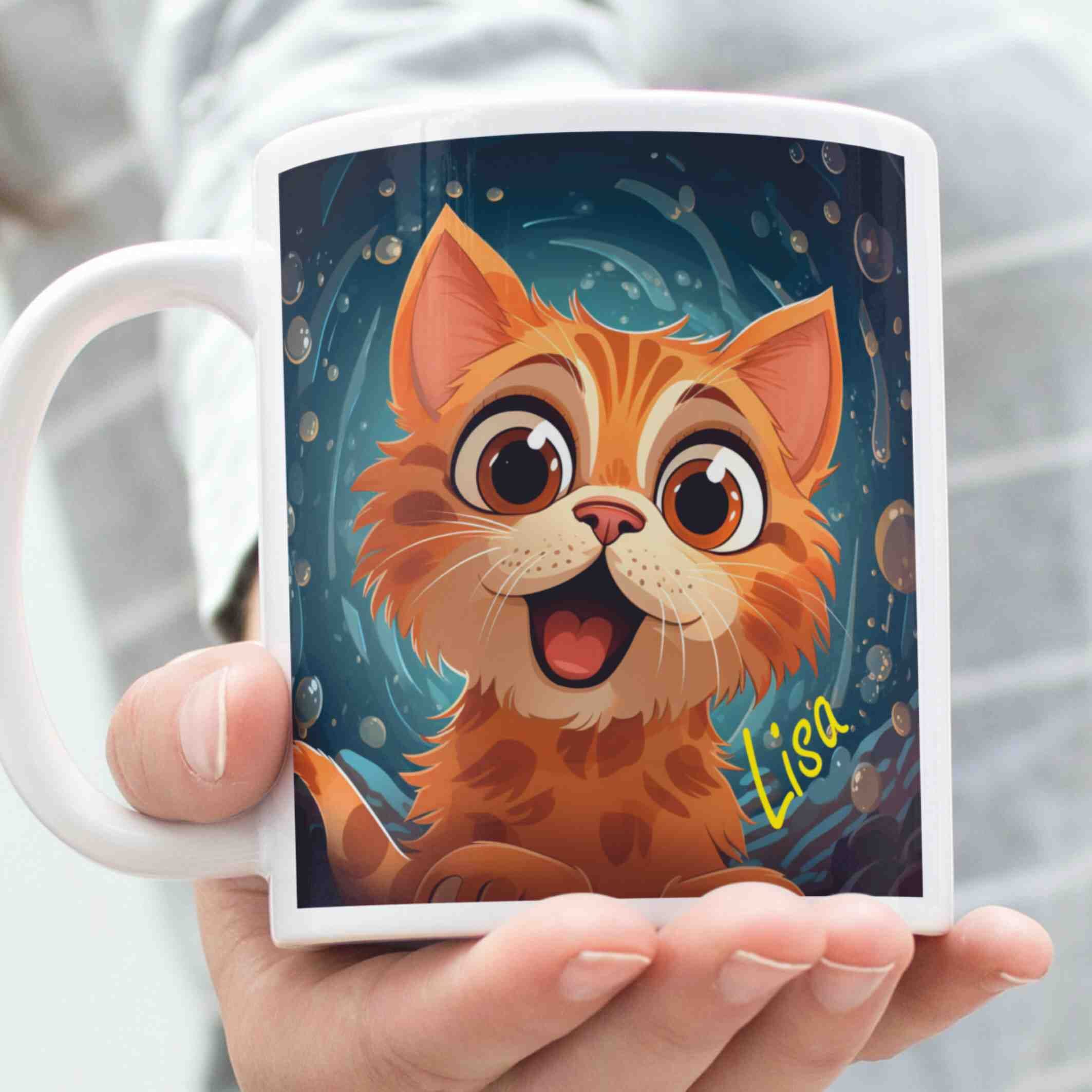 personalisierte Tasse kleine Katzen-Grafik Villa-Schwein 