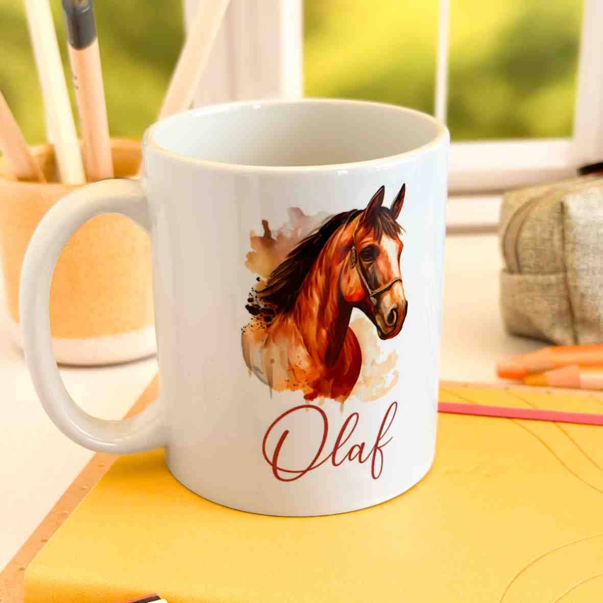personalisierte Tasse Pferd Villa-Schwein 