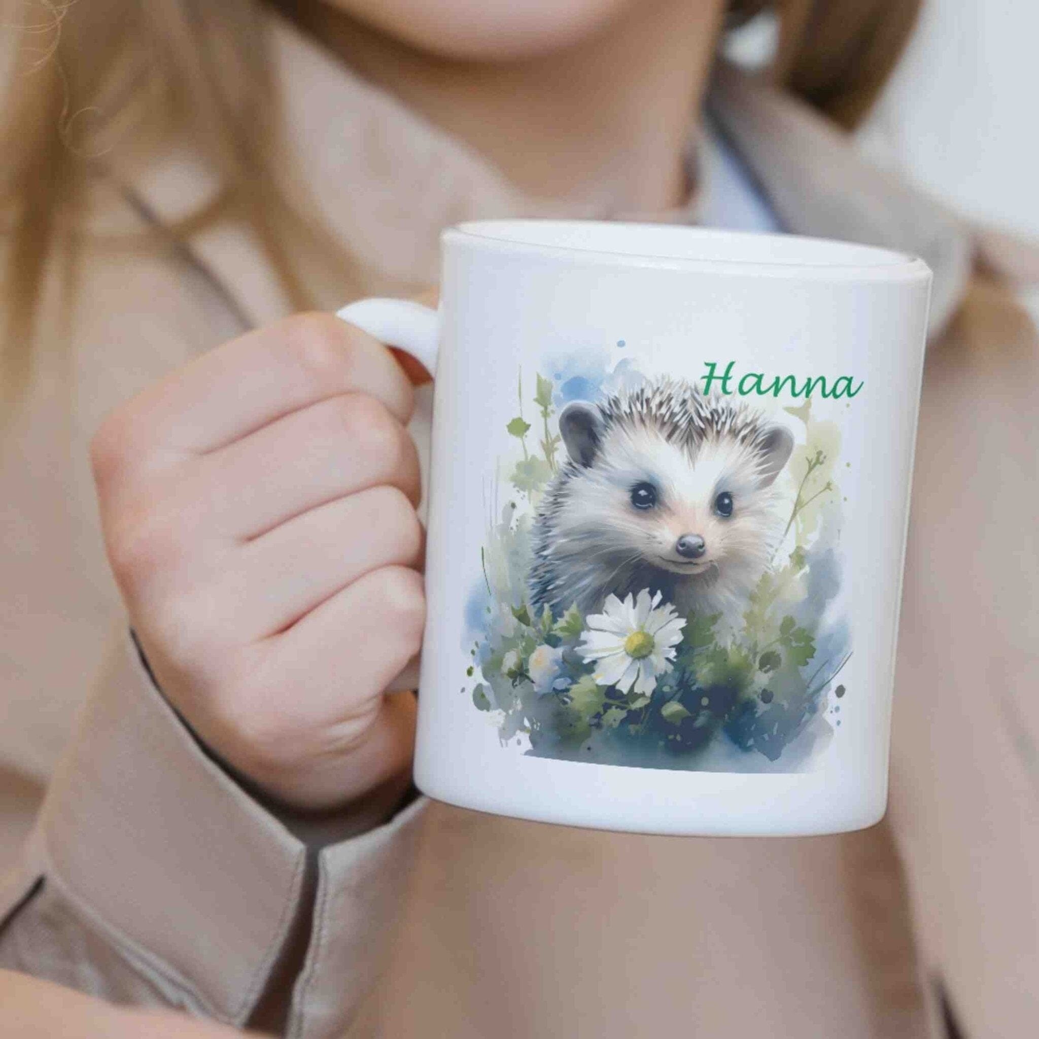 personalisierte Tasse weißer Igel Villa-Schwein 